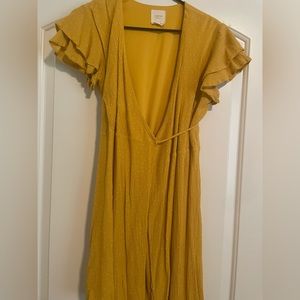Wrap yellow Polk dot dress